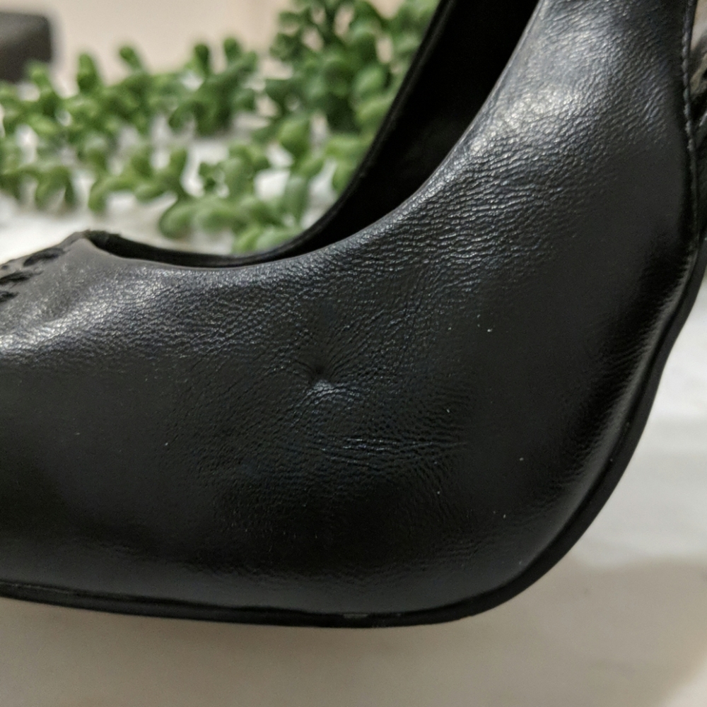 Leather Slingback Heels W/Python Detail - image 7